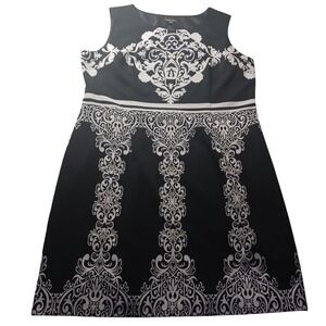 Voir Voir Womens Baroque Print Midi Dress 16 Black White Evening Statement